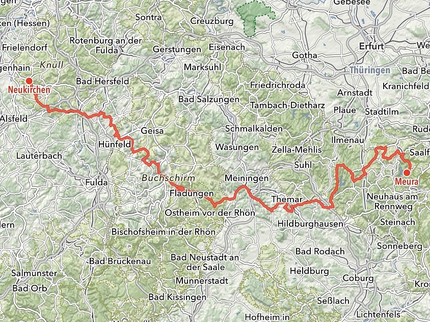Von Neukirchen nach Meura - 270 km