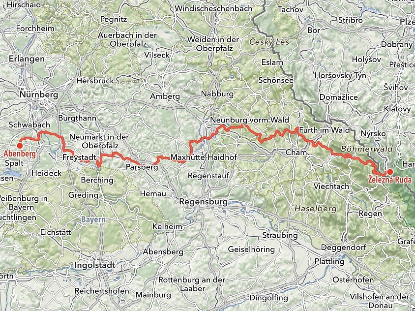 Von Abenberg nach Želézná Ruda - 279 km