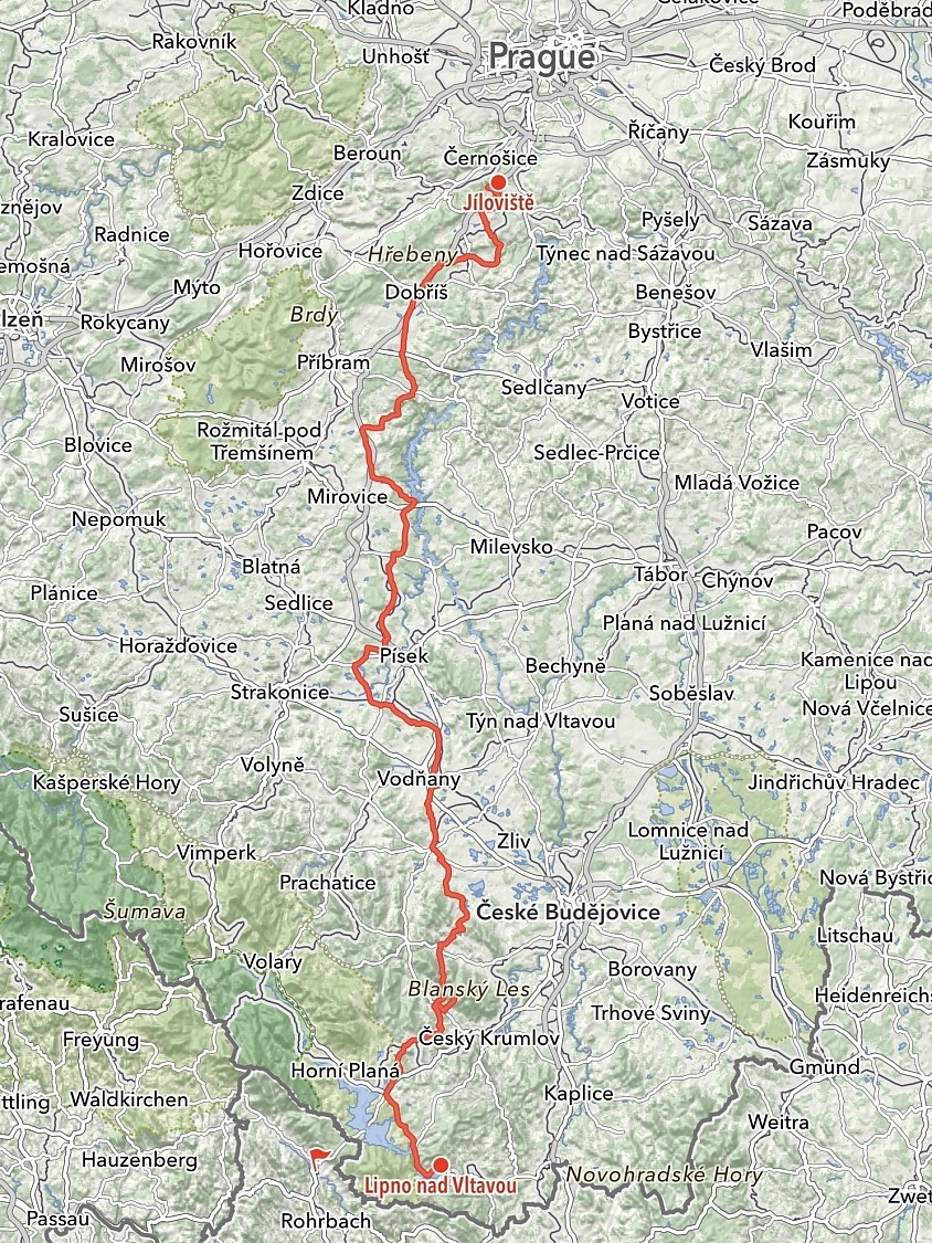 Von Lipno nad Vltavou nach Jíloviště - 236 km
