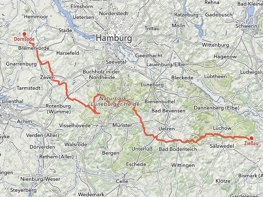 Von Zießau nach Dornsode - 287 km