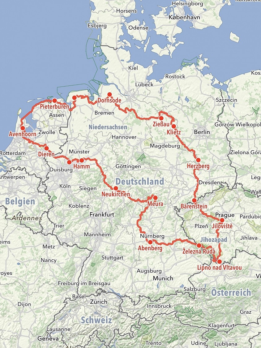 Die ganze Reise – 12. bis 29. September 2026  – rund 3.600 Kilometer